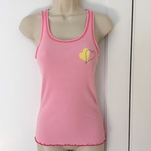 Pink Cotton Tank Top Hearts Size S